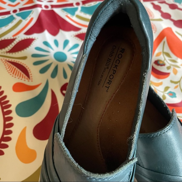 Rockport Willa Bow Ruched Teal Leather Slip On 7.5 - Picture 4 of 10